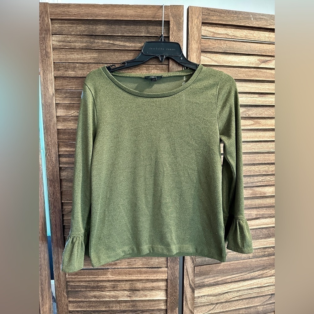 J. Crew Bell Sleeve Metallic Top - Picture 1 of 5